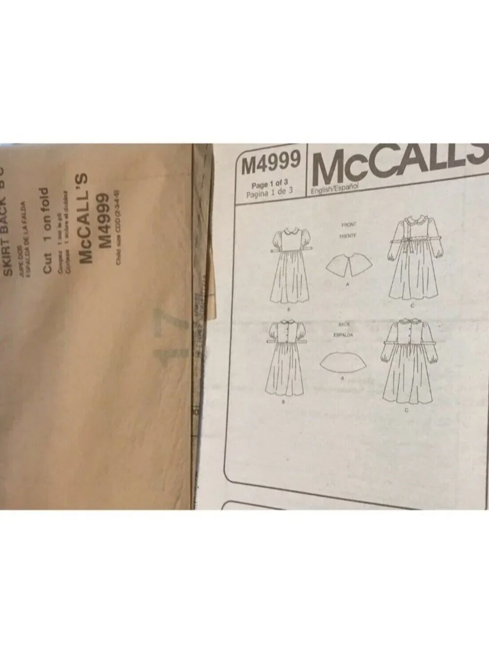 Vintage Sewing Pattern McCalls M4999 Child Girls Caplet & Dress Lined Sz 2-5 UC